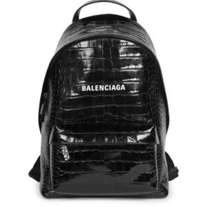 BALENCIAGA Small Croc Embossed Backpack